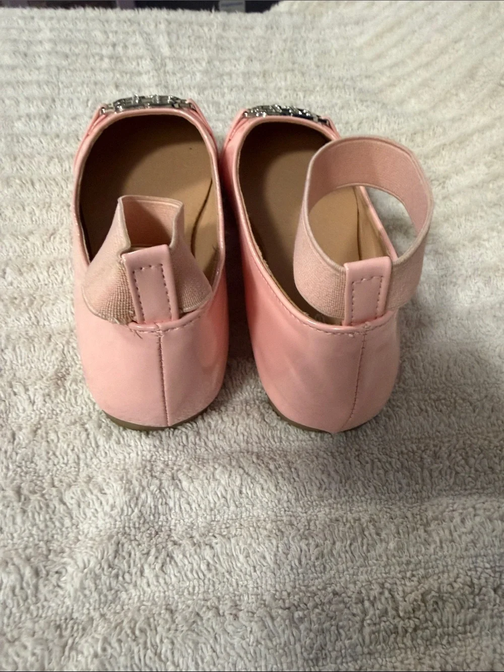bebe Pink Ankle-Strap Logo Ballet Flats